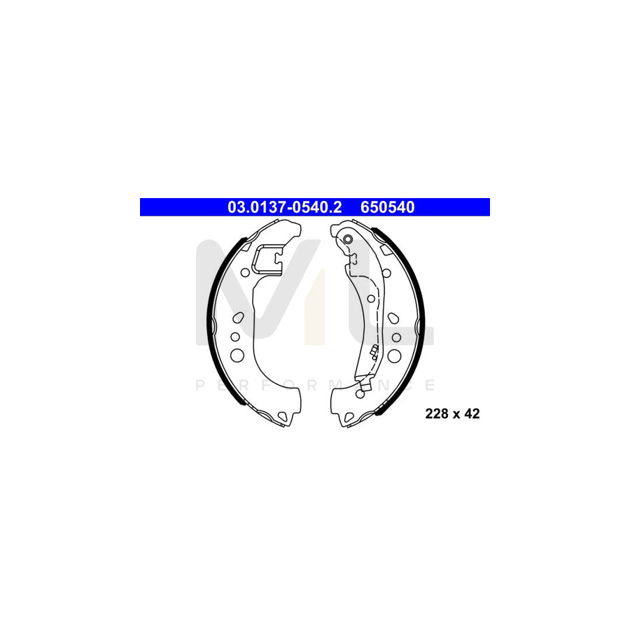 ATE 03.0137-0540.2 Brake Shoe Set with lever