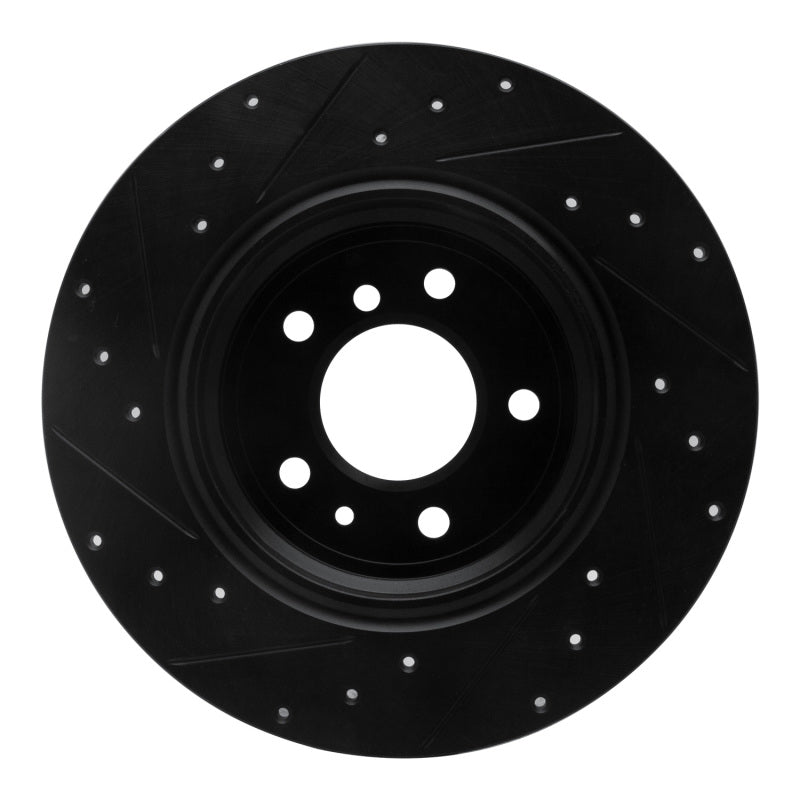 R1 Concepts R1 91-01 BMW 850CI Rear Right Drilled & Slotted Black Brake Rotor