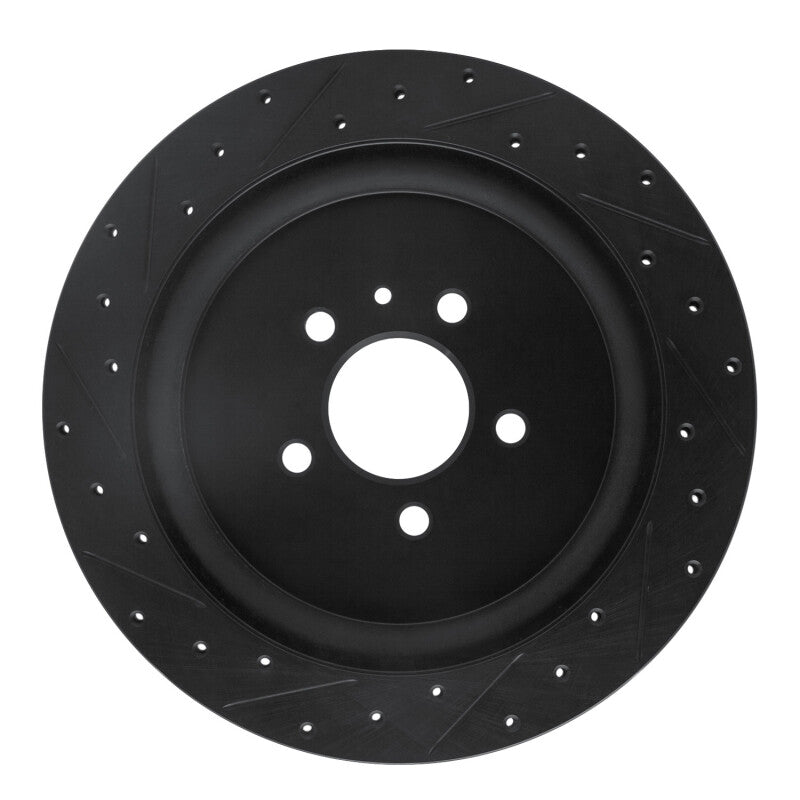R1 Concepts R1 13-14 Ford Mustang Rear Right Drilled & Slotted Black Brake Rotor