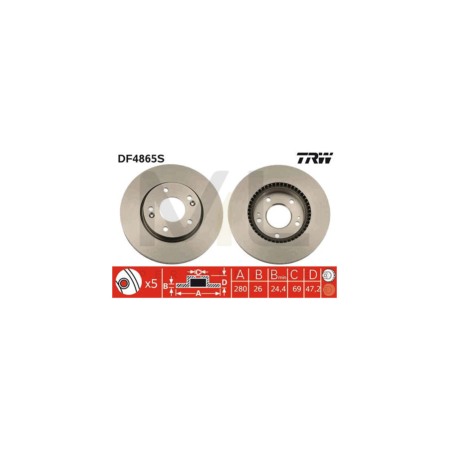TRW DF4865S Brake Disc Vented, Painted | ML Performance Car Parts