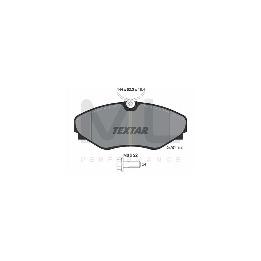 TEXTAR 2497101 Brake pad set not prepared for wear indicator, with brake caliper screws | ML Performance Car Parts