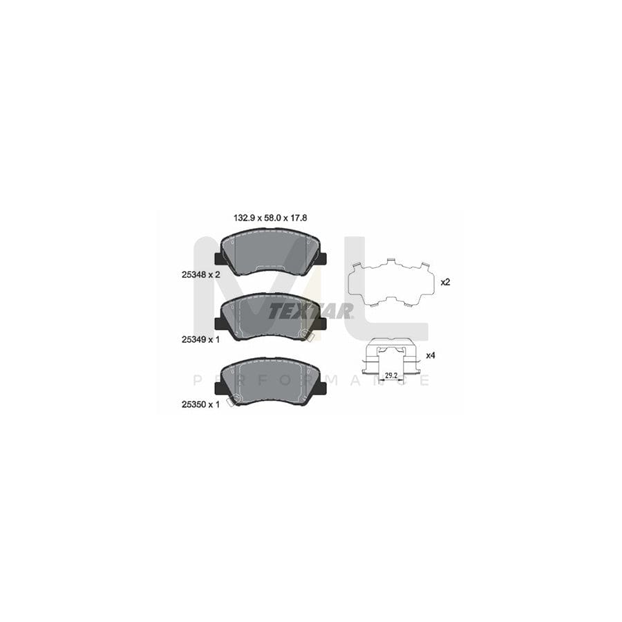 TEXTAR 2534801 Brake pad set with acoustic wear warning, with accessories | ML Performance Car Parts