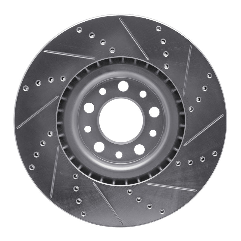 R1 Concepts R1 2017-2025 Alfa Romeo Stelvio Front Left Drilled & Slotted Silver Brake Rotor