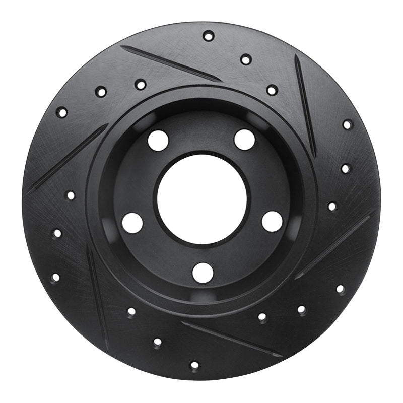 R1 Concepts R1 99-02 Audi A6 Quattro Rear Left Drilled & Slotted Black Brake Rotor