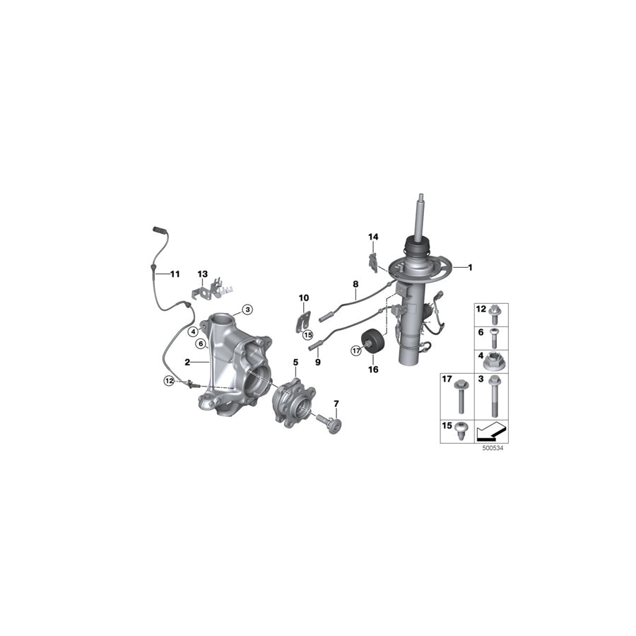 Genuine BMW 37106887933 G01 G02 Spring Strut Front Left Vdc (Inc. X3) | ML Performance US Car Parts