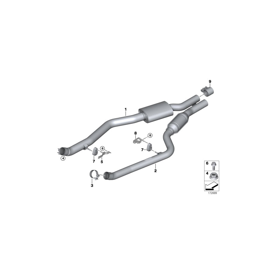 Genuine BMW 18307595205 E70 E71 Center Muffler ZYL. 1-8 (Inc. X5 M & X6 M) | ML Performance US Car Parts