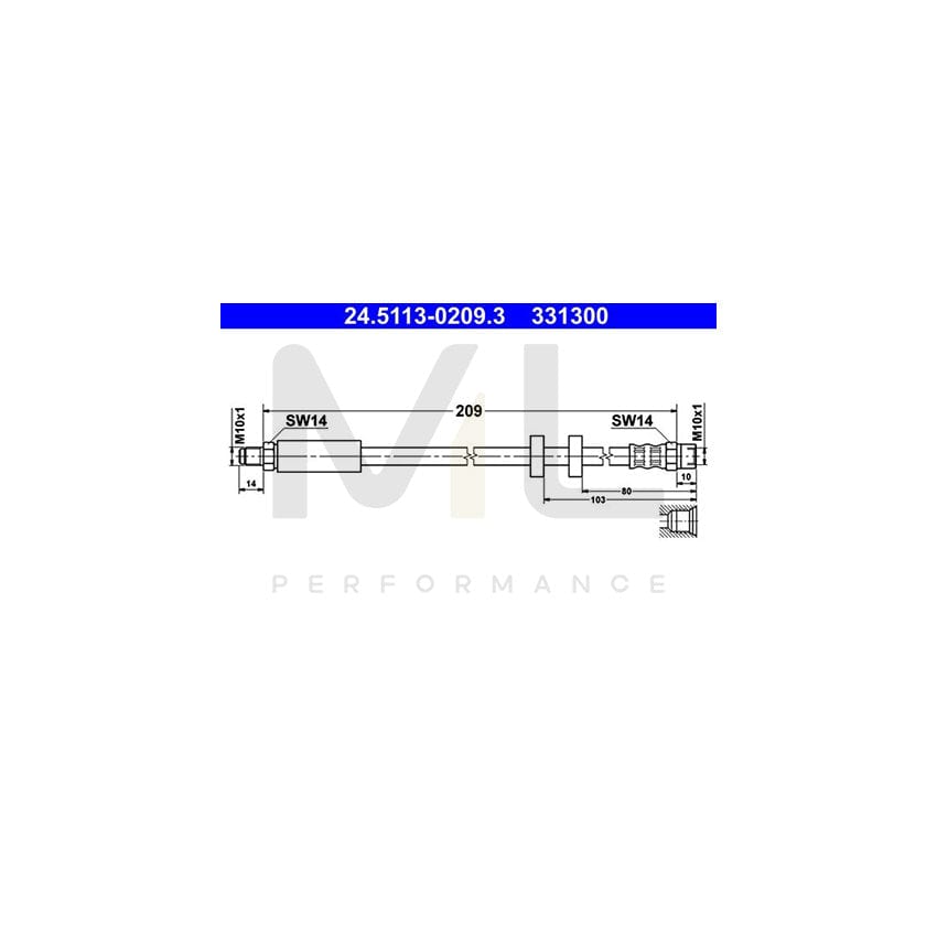 ATE 24.5113-0209.3 Brake Hose 209mm, M10x1
