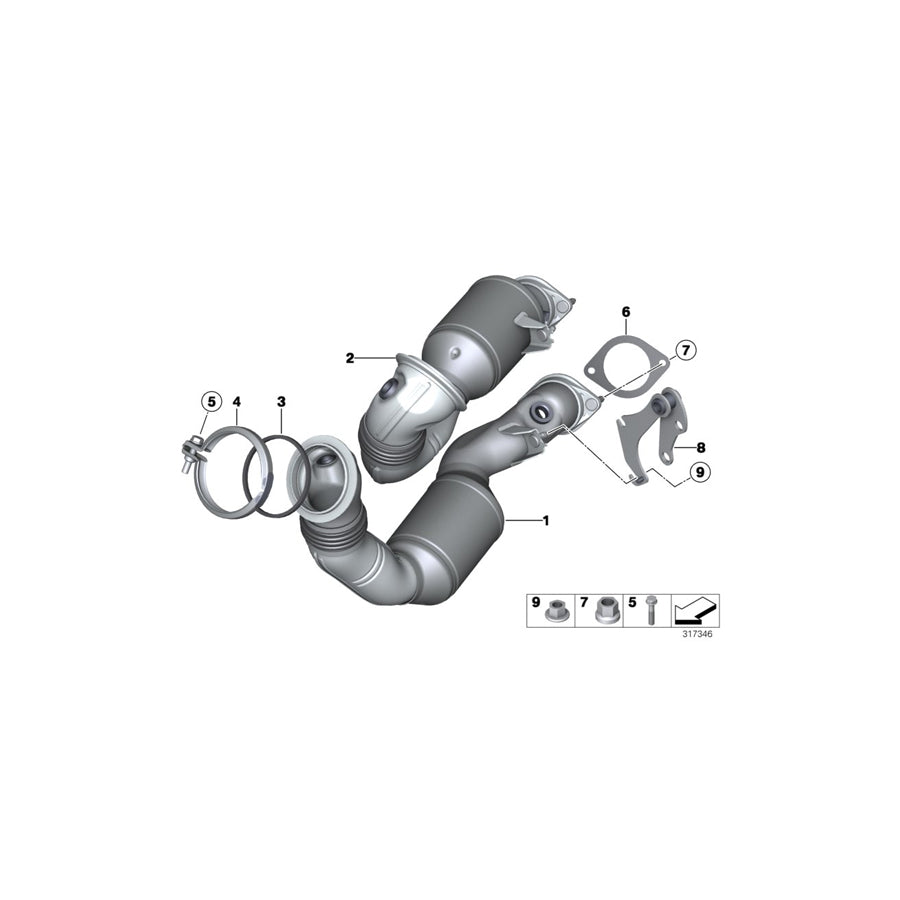 Genuine BMW 18307574798 E71 Exch Catalytic Converter Close To Engine ZYL. 1-3 (Inc. X6 35iX) | ML Performance US Car Parts