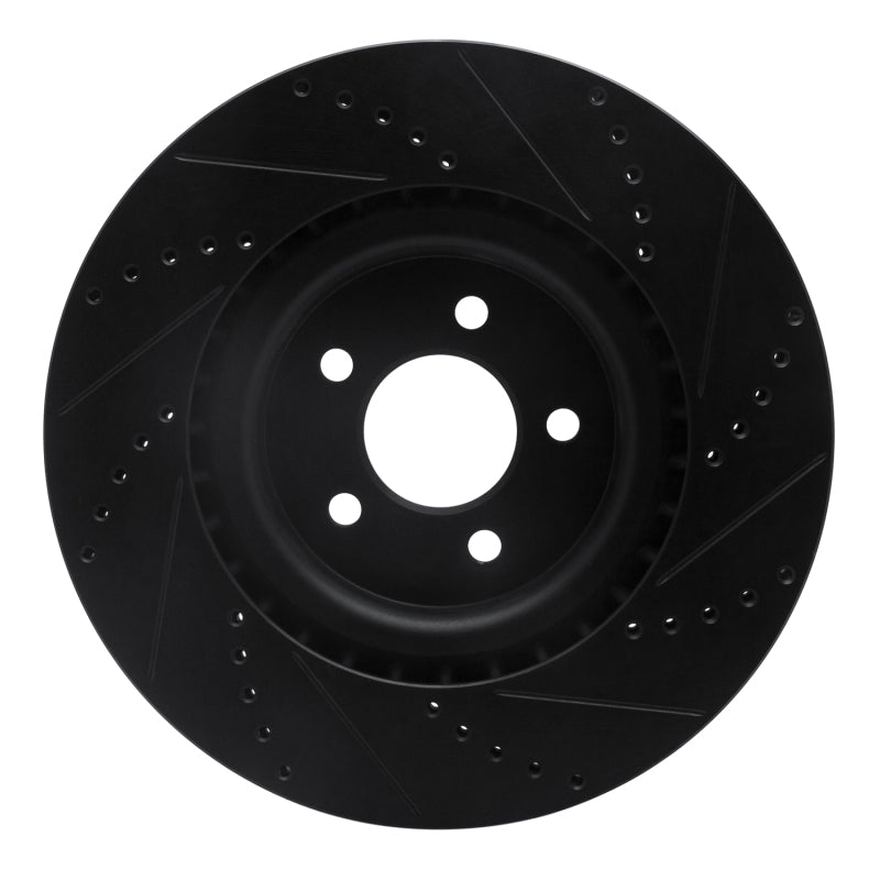 R1 Concepts R1 07-14 Ford Mustang Front Left Drilled & Slotted Black Brake Rotor