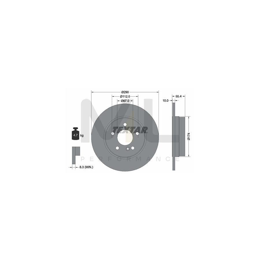 TEXTAR 92072700 Brake Disc Solid, without wheel hub, without wheel studs | ML Performance Car Parts