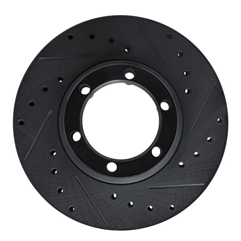 R1 Concepts R1 81-87 Dodge D50 Front Right Drilled & Slotted Black Brake Rotor