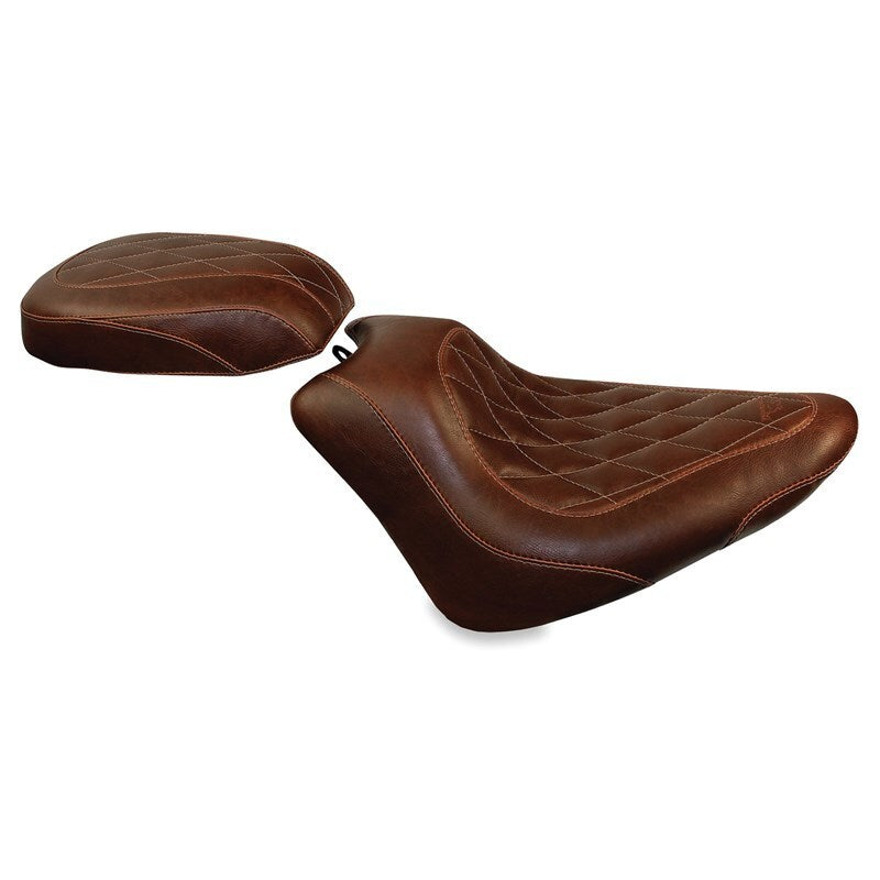 Mustang Motorcycle Mustang 11-13 Harley Blackline, 12-17 Slim/Slim S Tripper Solo Seat Diam Stitch - Distressed Brown