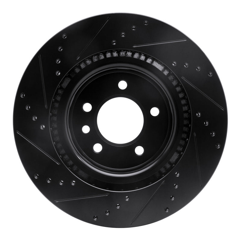 R1 Concepts R1 05-09 Land Rover LR3 Front Right Drilled & Slotted Black Brake Rotor