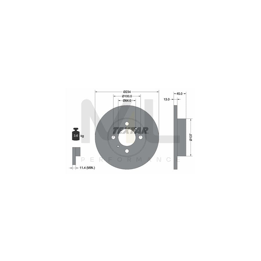 TEXTAR 92089300 Brake Disc Solid, without wheel hub, without wheel studs | ML Performance Car Parts