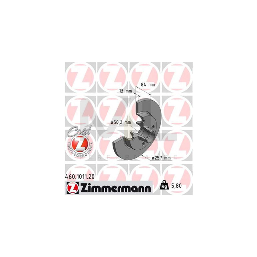 ZIMMERMANN COAT Z 460.1011.20 Brake Disc for PORSCHE 924 Coupe Solid, Coated - 1 piece