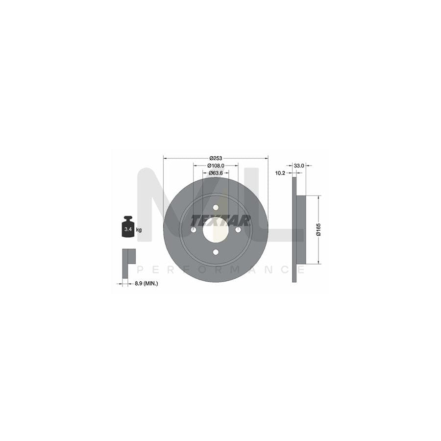 TEXTAR 92088400 Brake Disc Solid, without wheel hub, without wheel studs | ML Performance Car Parts