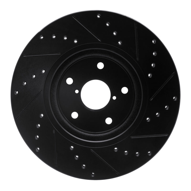 R1 Concepts R1 06-21 Subaru Tribeca Front Left Drilled & Slotted Black Brake Rotor