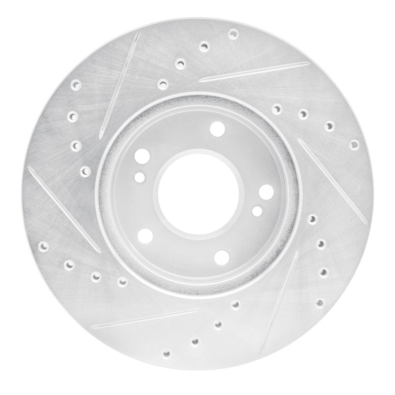 R1 Concepts R1 89-90 Nissan 300ZX Front Right Drilled & Slotted Silver Brake Rotor