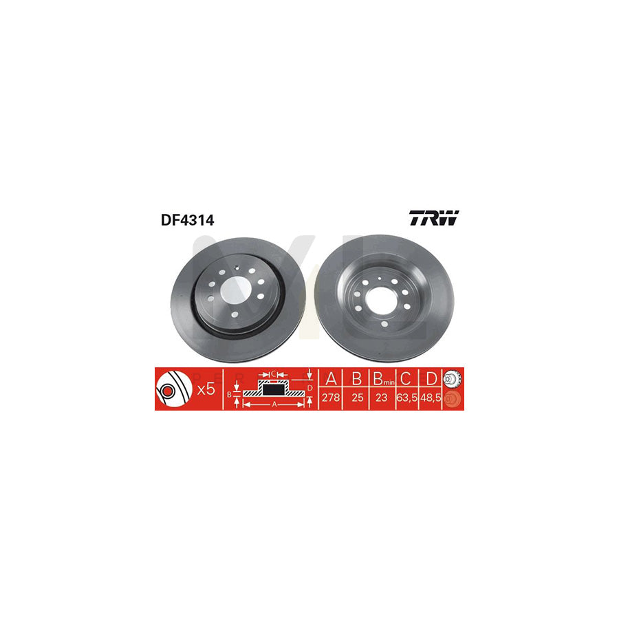 TRW DF4314 Brake Disc Vented | ML Performance Car Parts