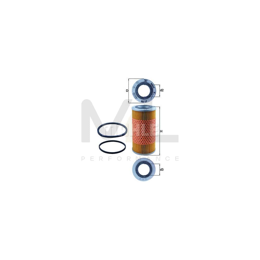 MAHLE ORIGINAL OX 17D Oil Filter Filter Insert | ML Performance Car Parts