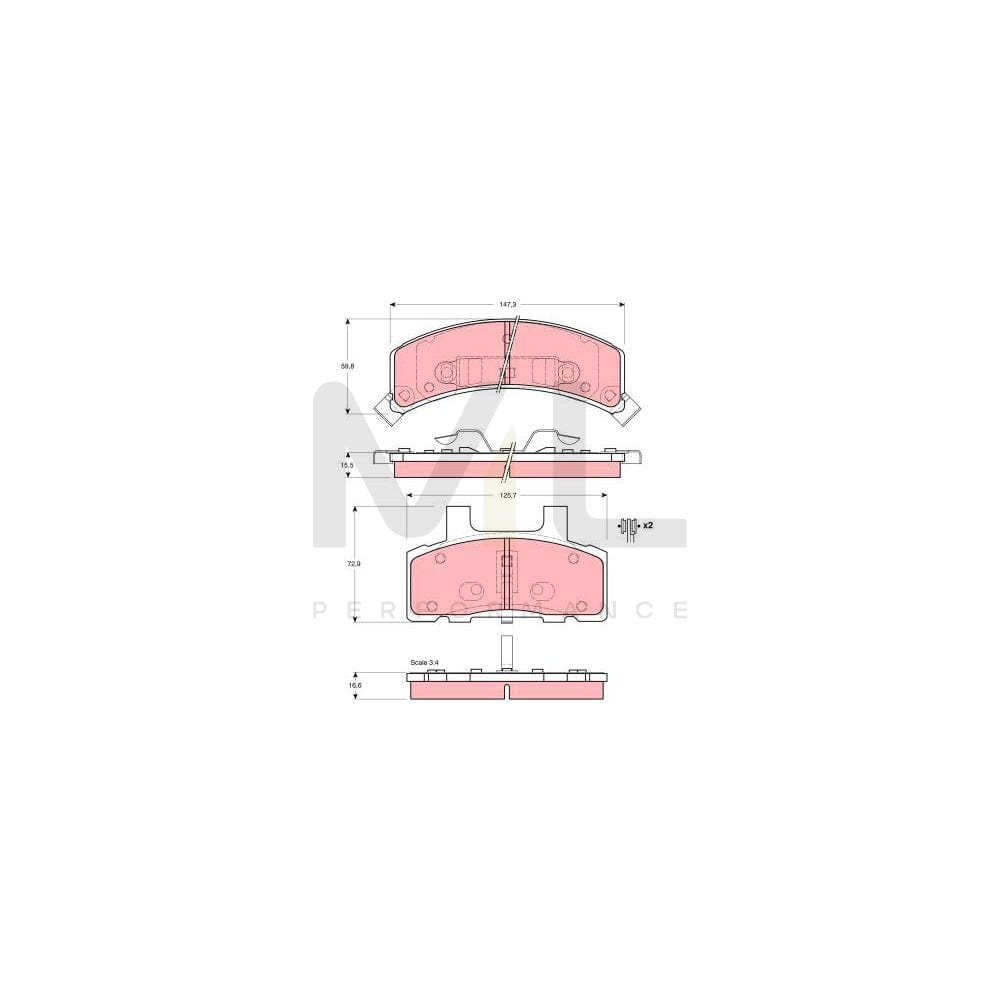 TRW Gdb4040 Brake Pad Set Incl. Wear Warning Contact | ML Performance Car Parts