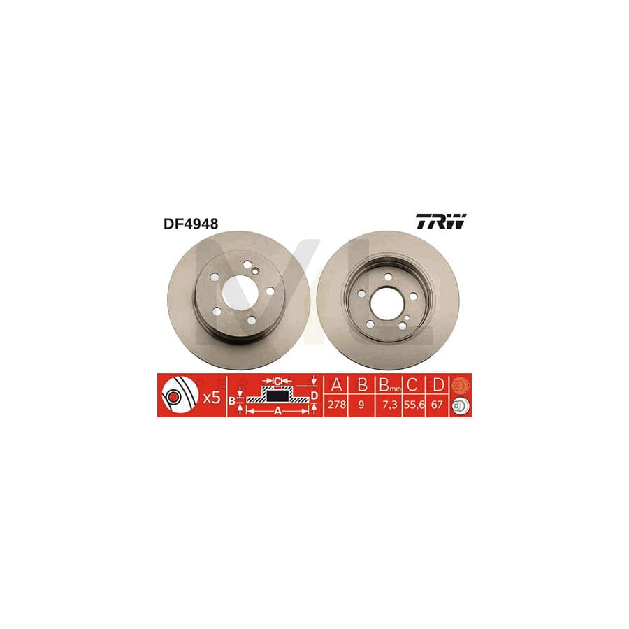 TRW DF4948 Brake Disc suitable for MERCEDES-BENZ C-Class Solid, Painted | ML Performance Car Parts