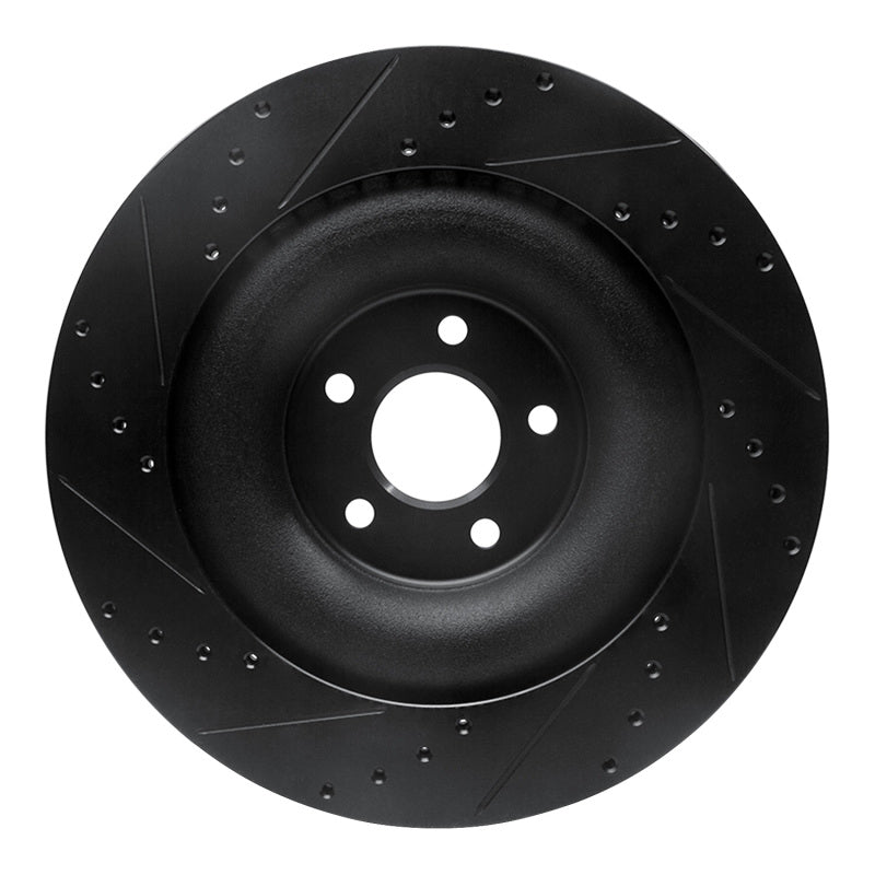 R1 Concepts R1 10-24 Jaguar XFR-S Rear Right Drilled & Slotted Black Brake Rotor