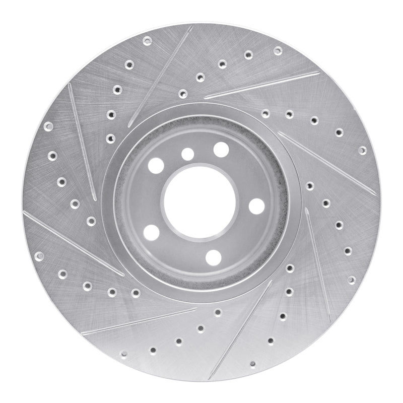 R1 Concepts R1 02-06 BMW X5 Front Right Drilled & Slotted Silver Brake Rotor
