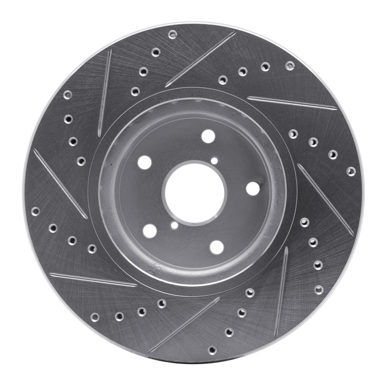 R1 Concepts R1 06-21 Subaru WRX Front Right Drilled & Slotted Silver Brake Rotor