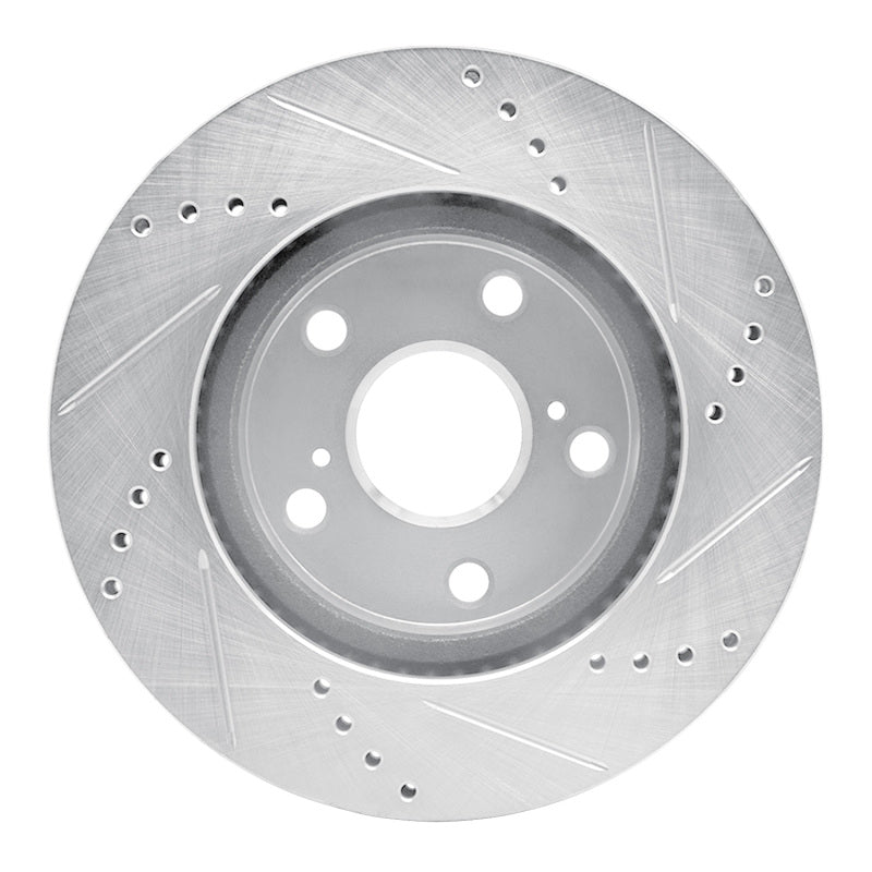 R1 Concepts R1 06-18 Lexus HS250H Front Left Drilled & Slotted Silver Brake Rotor