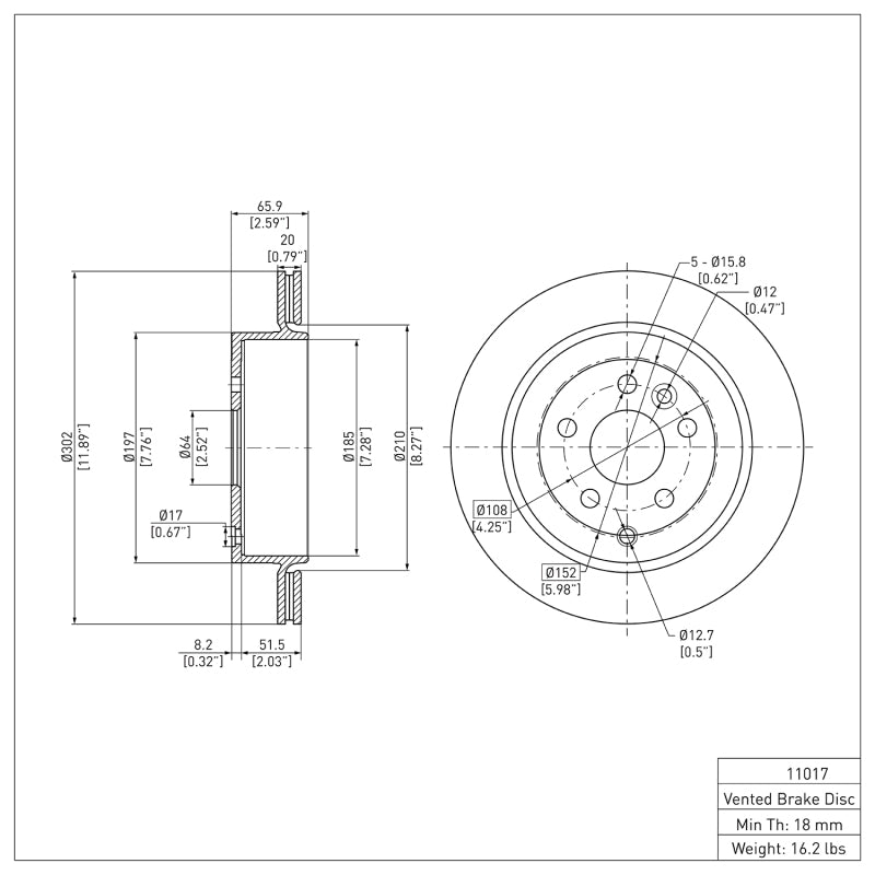 DFC 08-12 Land Rover LR2 Rear Brake Rotor