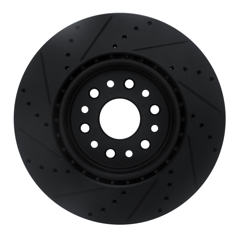 R1 Concepts R1 19-25 Ram 1500 Front Right Drilled & Slotted Black Brake Rotor