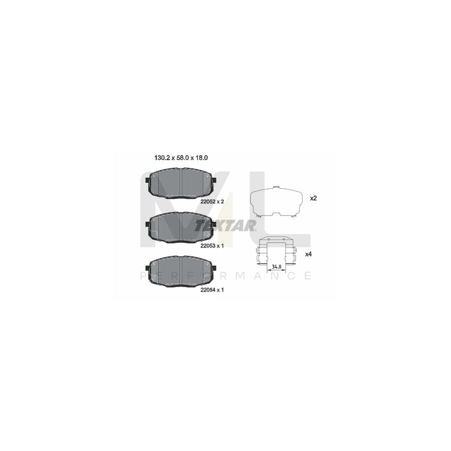 TEXTAR 2205203 Brake pad set with acoustic wear warning, with accessories | ML Performance Car Parts