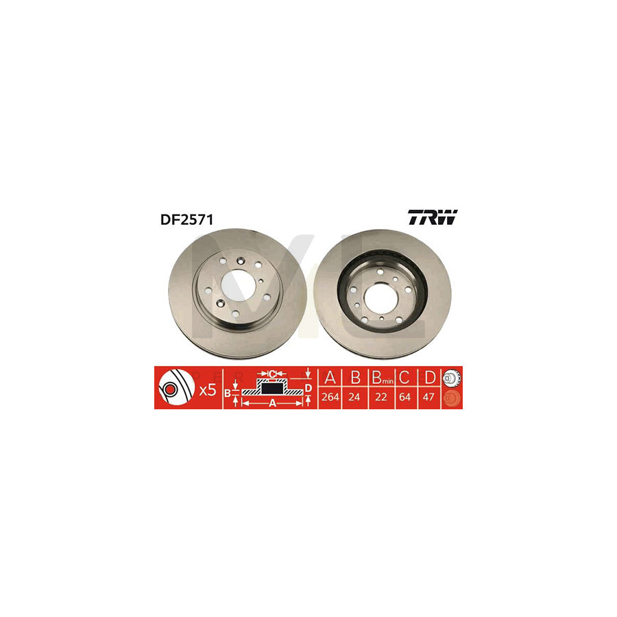 TRW DF2571 Brake Disc Vented | ML Performance Car Parts