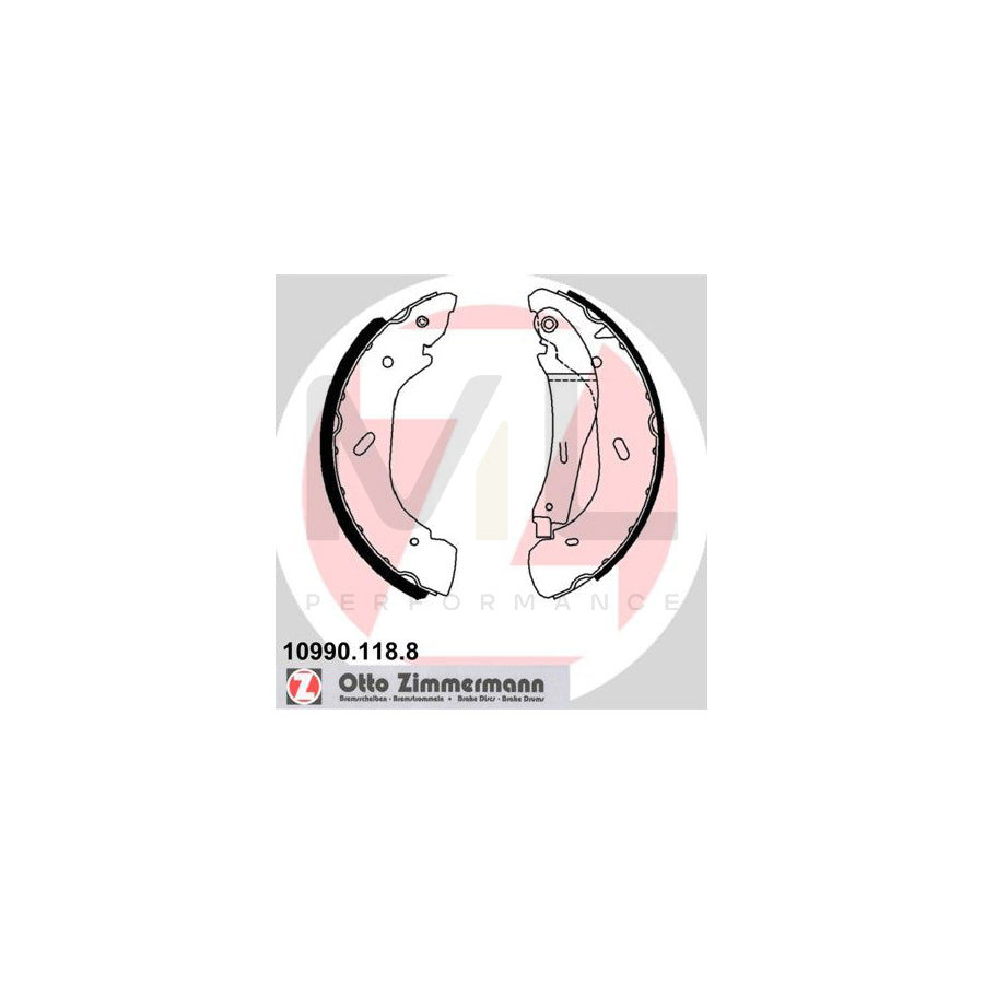 ZIMMERMANN 10990.118.8 Brake Shoe Set for FORD TRANSIT Photo corresponds to scope of supply, with lever