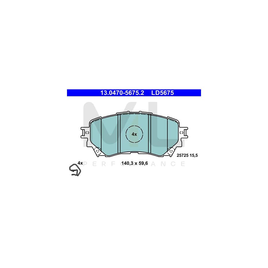 ATE 13.0470-5675.2 Brake pad set for MAZDA 6 with acoustic wear warning