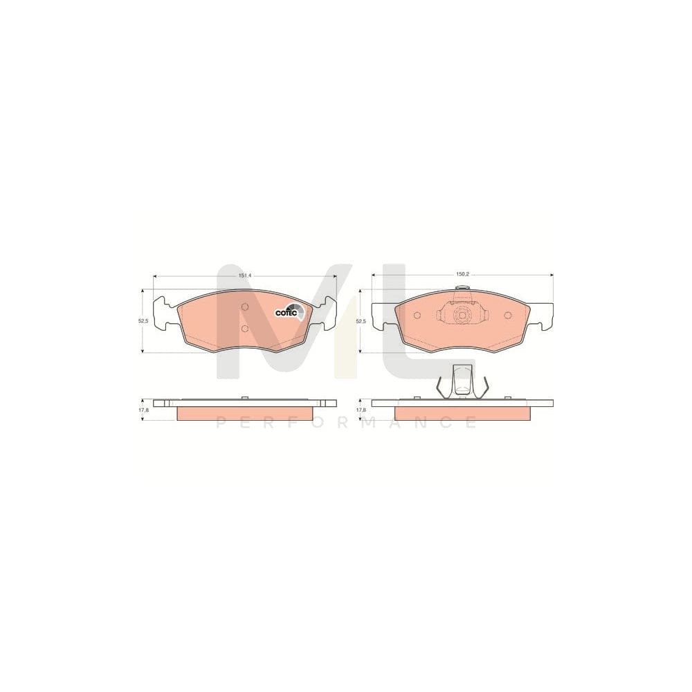 TRW Cotec Gdb1588 Brake Pad Set For Fiat Doblo Not Prepared For Wear Indicator | ML Performance Car Parts