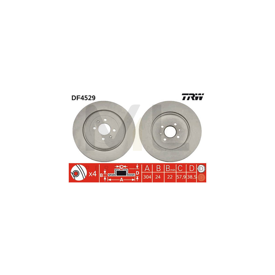 TRW DF4529 Brake Disc Vented, Painted | ML Performance Car Parts