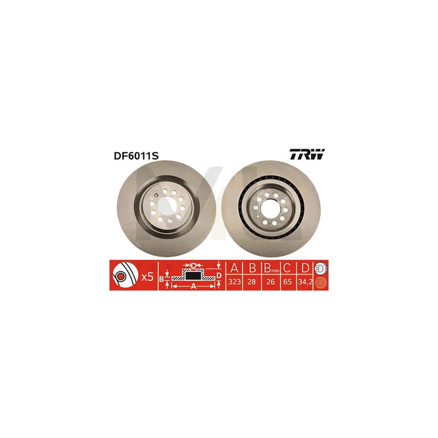 TRW DF6011S Brake Disc for SEAT Leon I Hatchback (1M1) Vented | ML Performance Car Parts