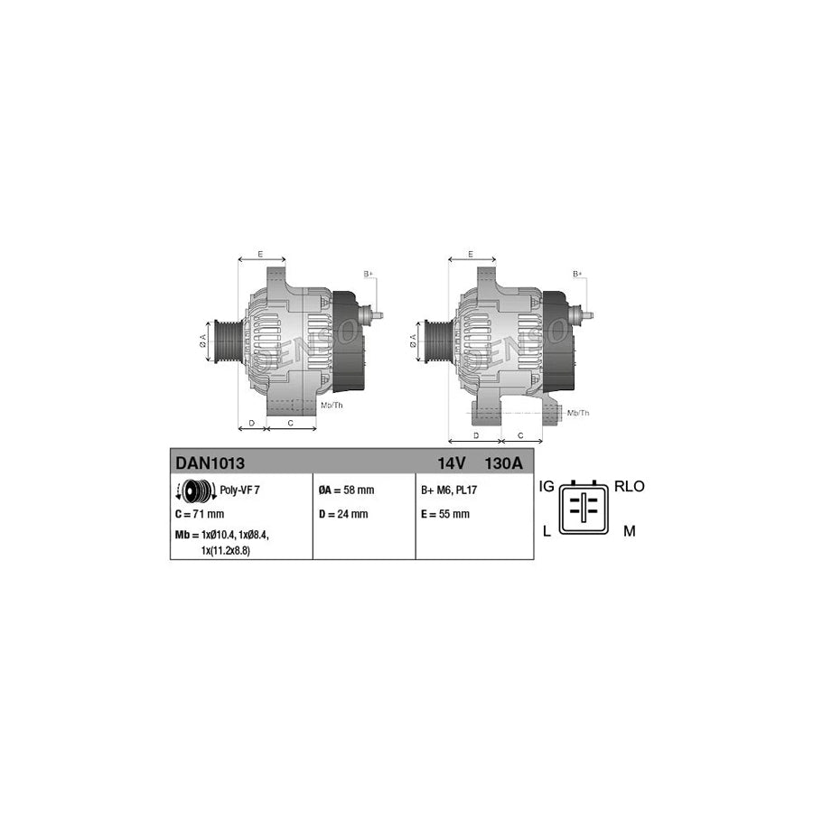 DENSO DAN1013 Alternator