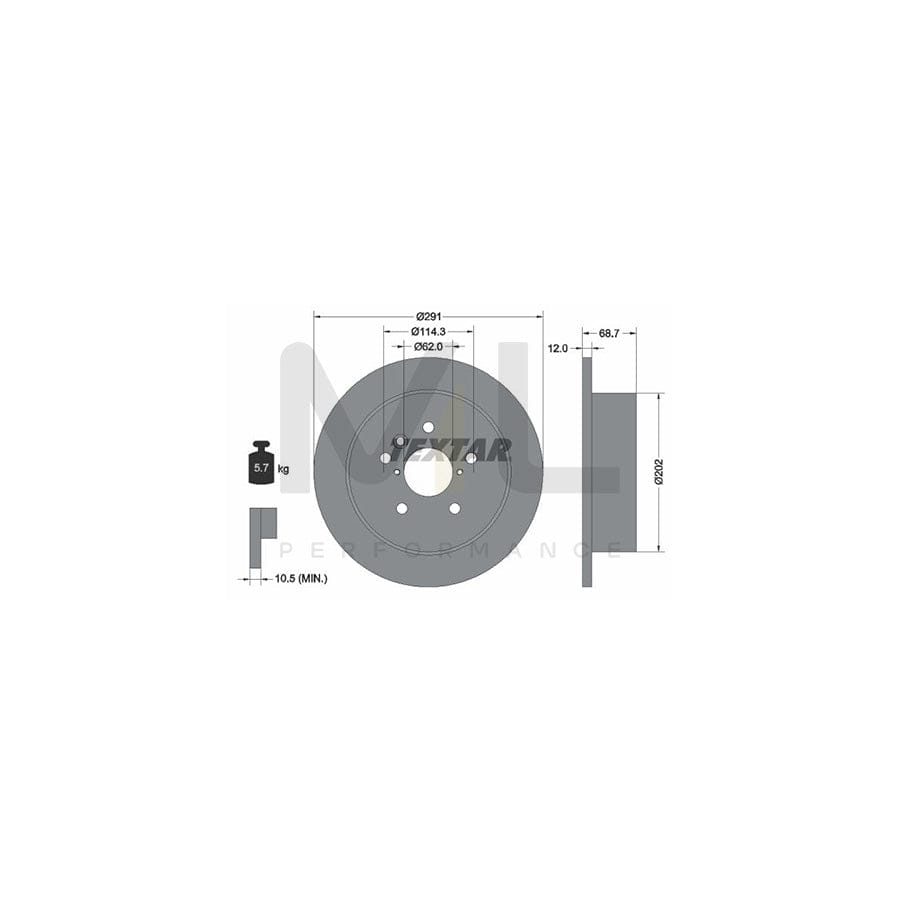 TEXTAR PRO 92144203 Brake Disc Solid, Coated, without wheel hub, without wheel studs | ML Performance Car Parts