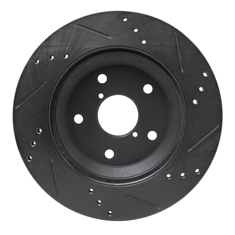 R1 Concepts R1 -25 Subaru Crosstrek Rear Left Drilled & Slotted Black Brake Rotor