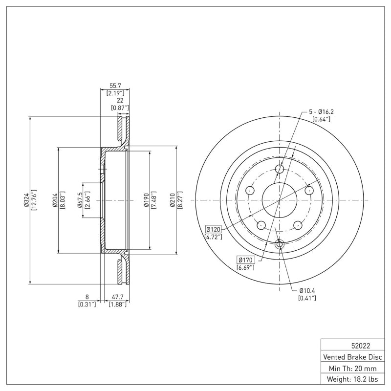 DFC 08-17 Chevrolet SS Rear Brake Rotor