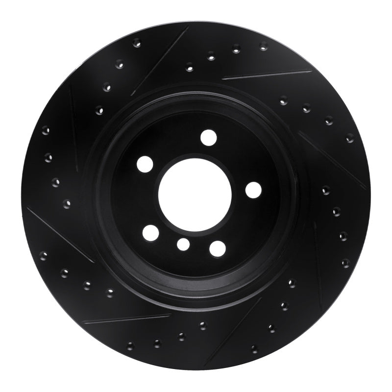 R1 Concepts R1 02-06 BMW X5 Rear Right Drilled & Slotted Black Brake Rotor