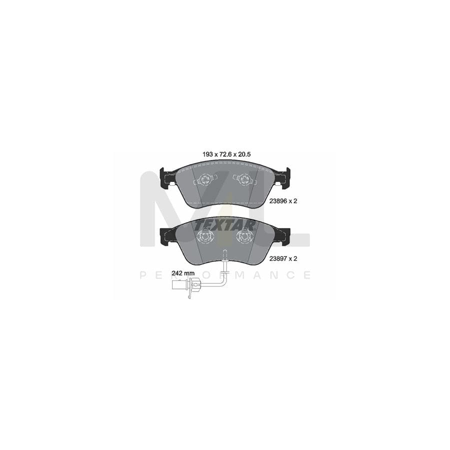 TEXTAR 2389601 Brake pad set with integrated wear warning contact | ML Performance Car Parts