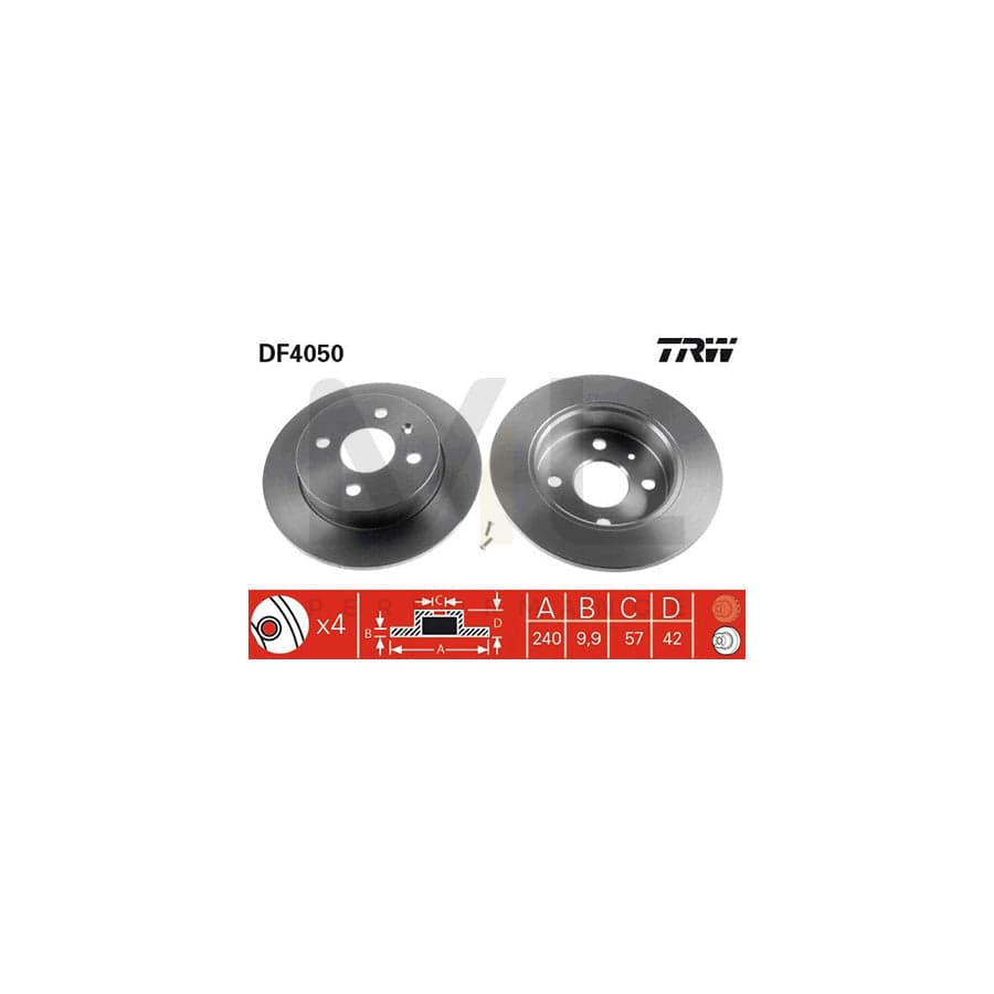 TRW DF4050 Brake Disc Solid, Painted, with bolts/screws | ML Performance Car Parts