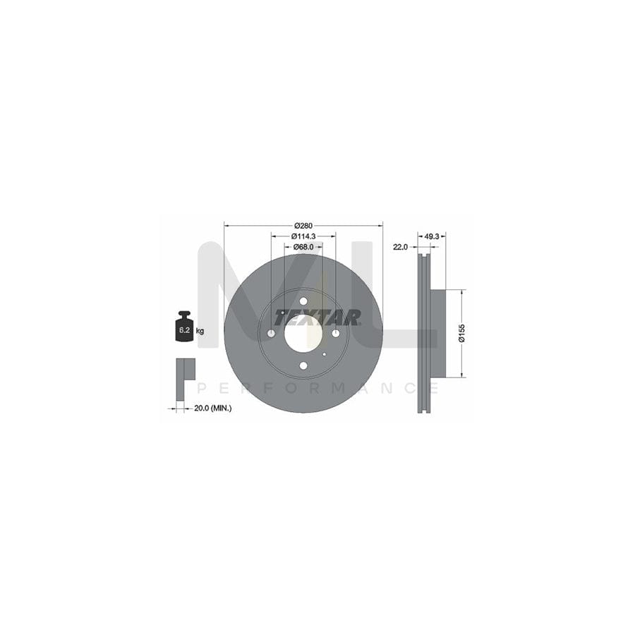 TEXTAR 92109300 Brake Disc Internally Vented, without wheel hub, without wheel studs | ML Performance Car Parts