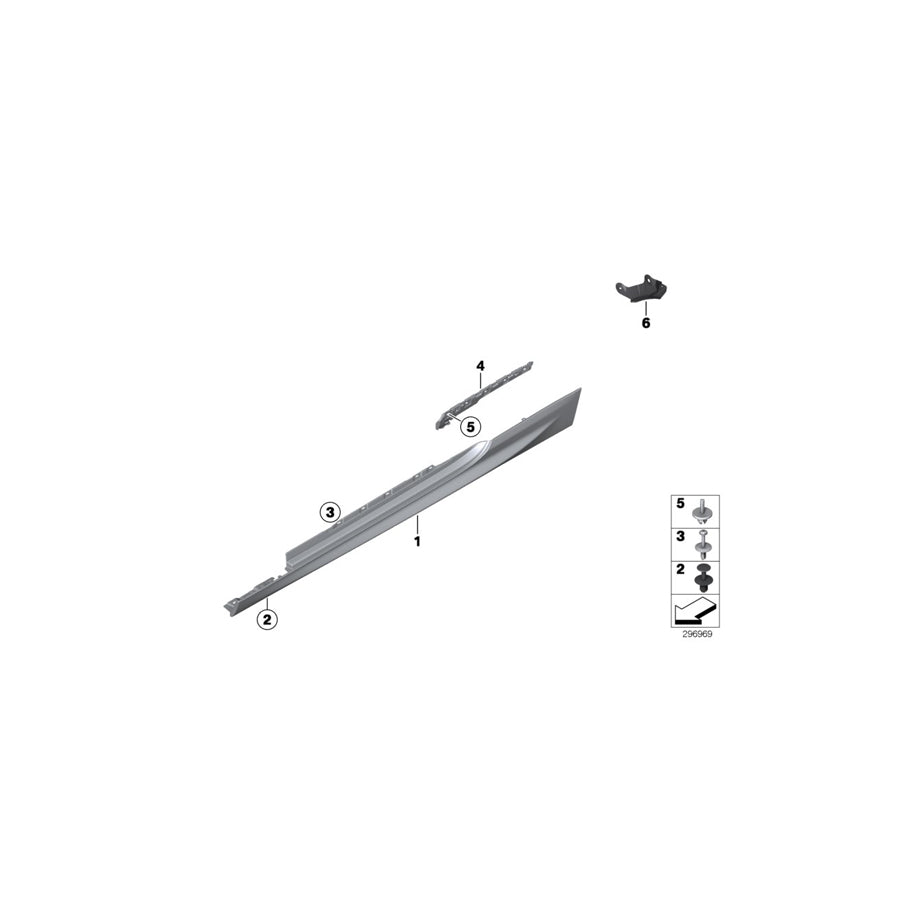 Genuine BMW 51778050418 F13 F12 Door Sill Cover, Primed Right M (Inc. 650iX 4.4, 650i & 640iX) | ML Performance US Car Parts