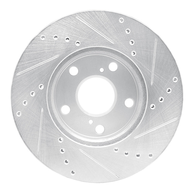 R1 Concepts R1 05-15 Toyota Tacoma Front Left Drilled & Slotted Silver Brake Rotor