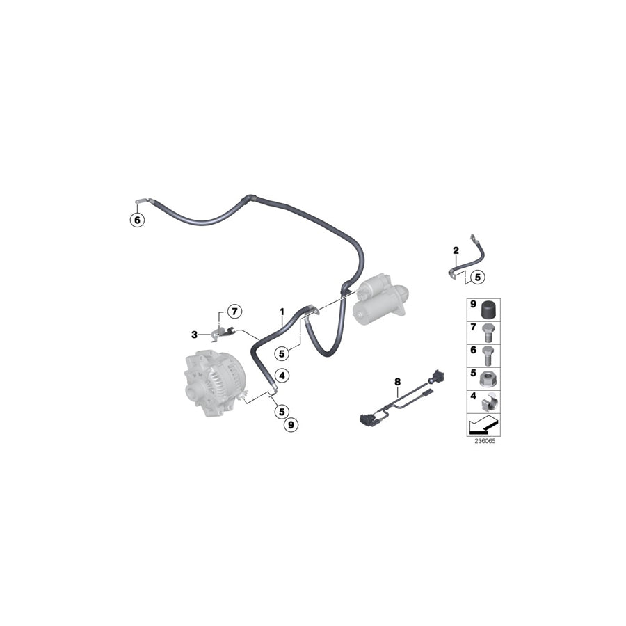 Genuine BMW 12427543297 E60 E61 Cable Alternator-Starter-Base B+ (Inc. 530i, 630i & 528xi) | ML Performance US Car Parts